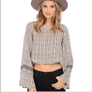 Free People Stars Aligned Black and Cream Cropped Blouse